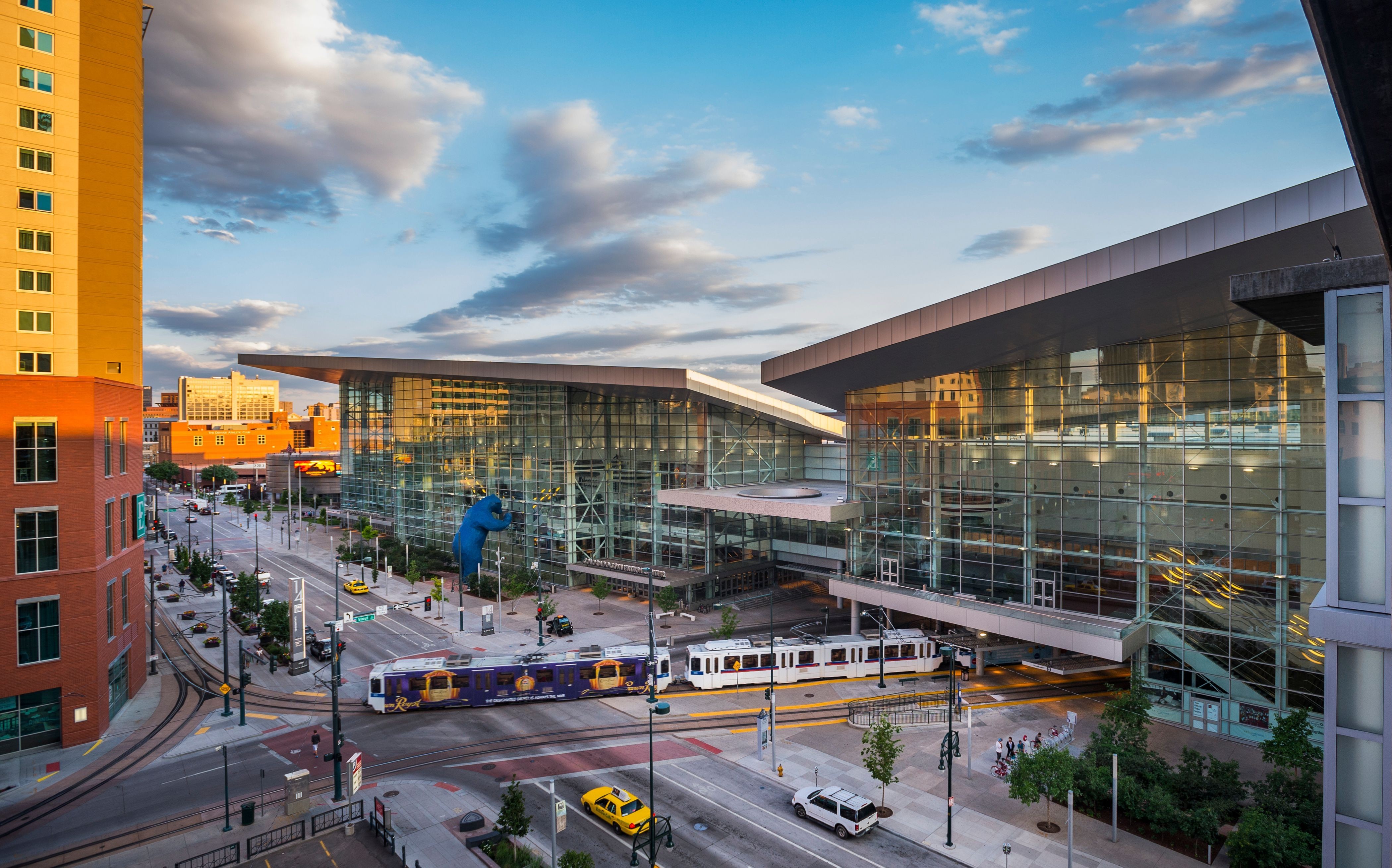 Colorado Convention Center, outside sunset